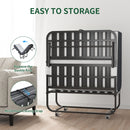 Twin Folding Bed With Memory Foam Mattress Portable Rollaway Bed Sturdy Metal Frame - Brushed Nickel