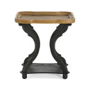 Charming French Country End Table With Hourglass Design - Natural / Black