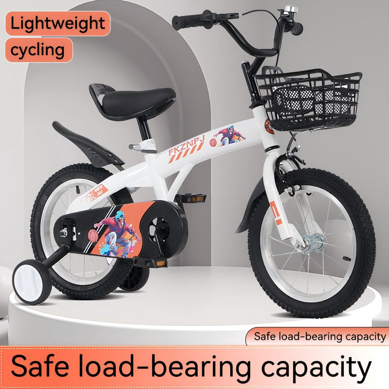 Fkznpj - 18" Sporty Kids Bike With Training Wheels And Stand Adjustable Saddle Suitable For Boys And Girls Aged 5 - 10 Years Tall Height 39 - 49" Available In A Variety Of Colors