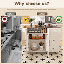 Kitchen Island Cart With Foldable Tabletop & Drop Leaf Mobile Breakfast Bar With Wood Top And Storage - White / Walnut