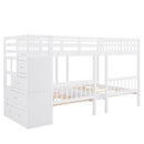 Multifunctional Triple Bunk Bed With Drawers And Guardrails