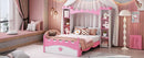 Castle Shaped Bed With Storage Shelf, Dreamy Platform Bed For Kids Bedroom