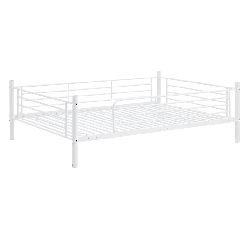 Full-Full-Full Metal  Triple Bed  with Built-in Ladder, Divided into Three Separate Beds,White(OLD SKU:LP000297AAK)