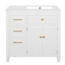 Modern Bathroom Vanity With Ceramic Sink, Freestanding, One Tip Out Drawer, 3 Side Drawers, Adjustable Shelf