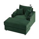Single Sofa Couch With Storage Space, Movable Ottoman, USB Ports, Cup Holders, Phone Holder