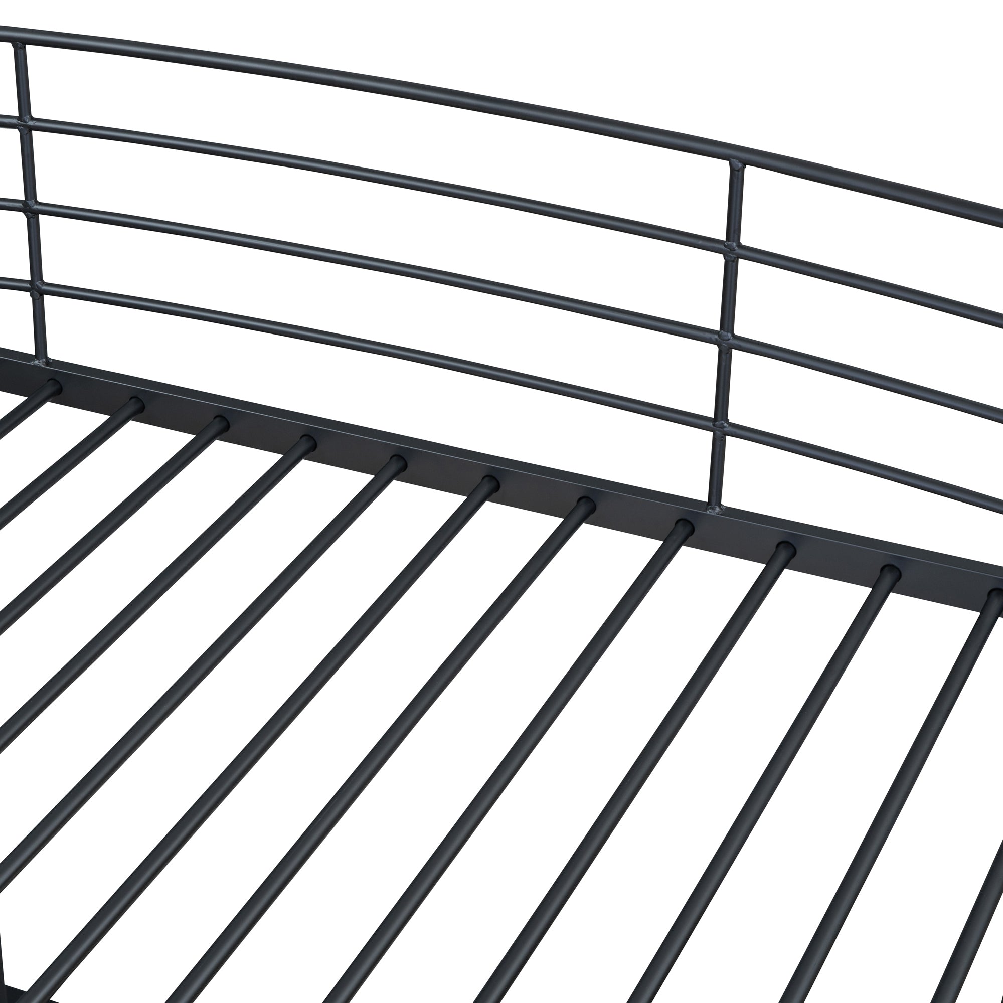 Twin Size Loft Bed with 4 Layers of Shelves and L-shaped Desk, Stylish Metal Frame Bed with a set of Sockets, USB Ports and Wireless Charging, Black - Atlantic Fine Furniture Melbourne FL