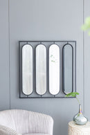 Large 4 Oval Wall Mirror With Square Frame, Home Decor For Living Room, Bedroom, Entryway, Office - Black