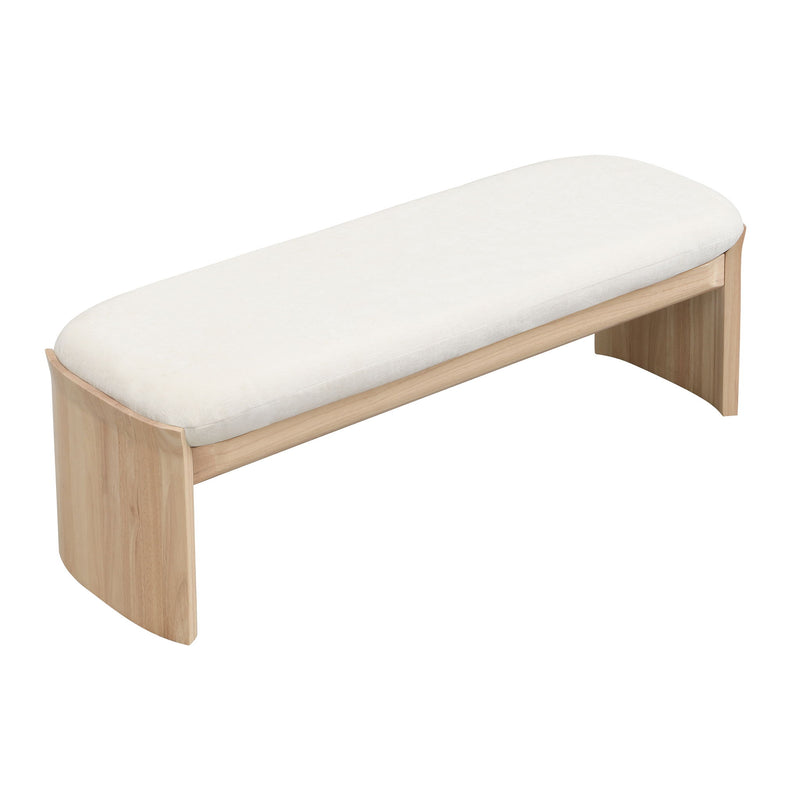Footstool With Soft Cushion For Living Room - Beige / Natural