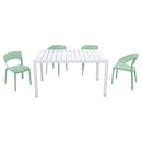 4 Piece Set Of Modern Designed Single Chairs With Long Table