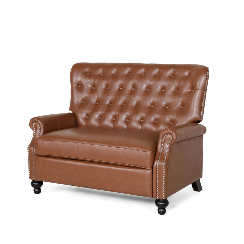 Oversize Faux Leather Recliner Chair - Light Brown