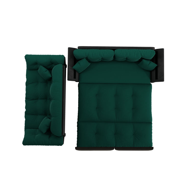 Queen Pull Out Sofa Bed, 3 In 1 Convertible Sleeper Tufted With 2 Soft Pillows