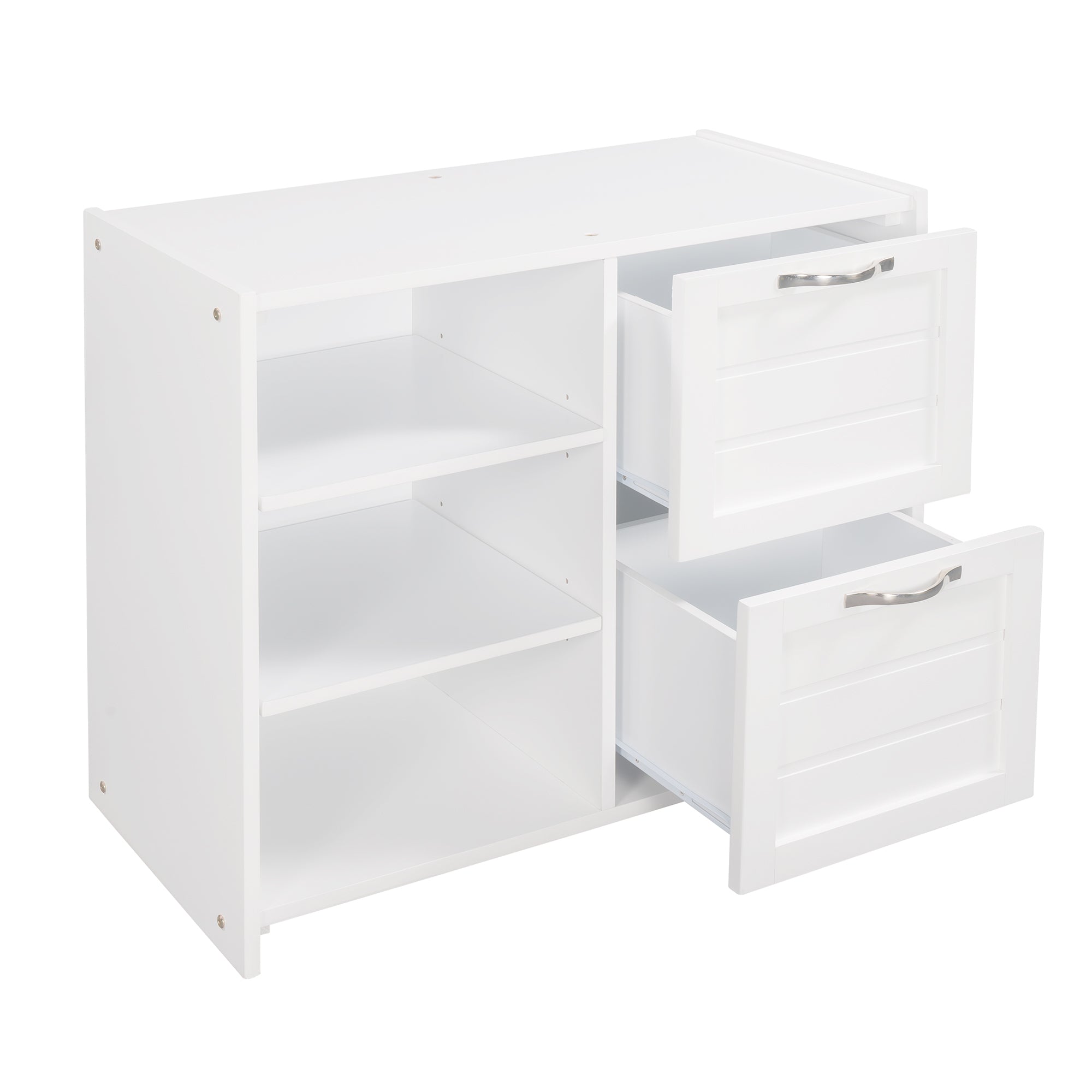 Low Twin Size Loft Bed with Cabinets, Shelves and Slide - White(OLD SKU :LP000503AAK) - Atlantic Fine Furniture Melbourne FL