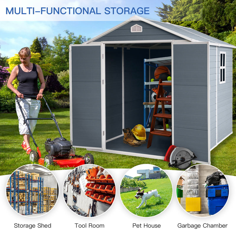 6X8Ft Resin Outdoor Storage Shed Kit-Perfect To Store Patio Furniture - Gray