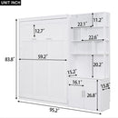 Full Size Murphy Bed With Multiple Storage Shelves And A Cabinet - White