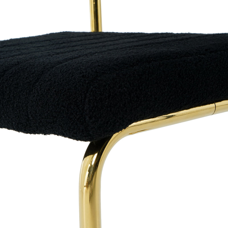 Modern Light Luxury Dining Chair With Metal Legs And Bow Design