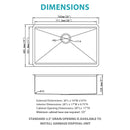 Gold Undermount Kitchen Sink 30" X 19" X 10" Stainless Steel 16 Gauge Deep Single Bowl With Workstation Ledges