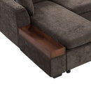 Modern L Shaped Sectional Sofa With Chenille Upholstery And Wooden Storage