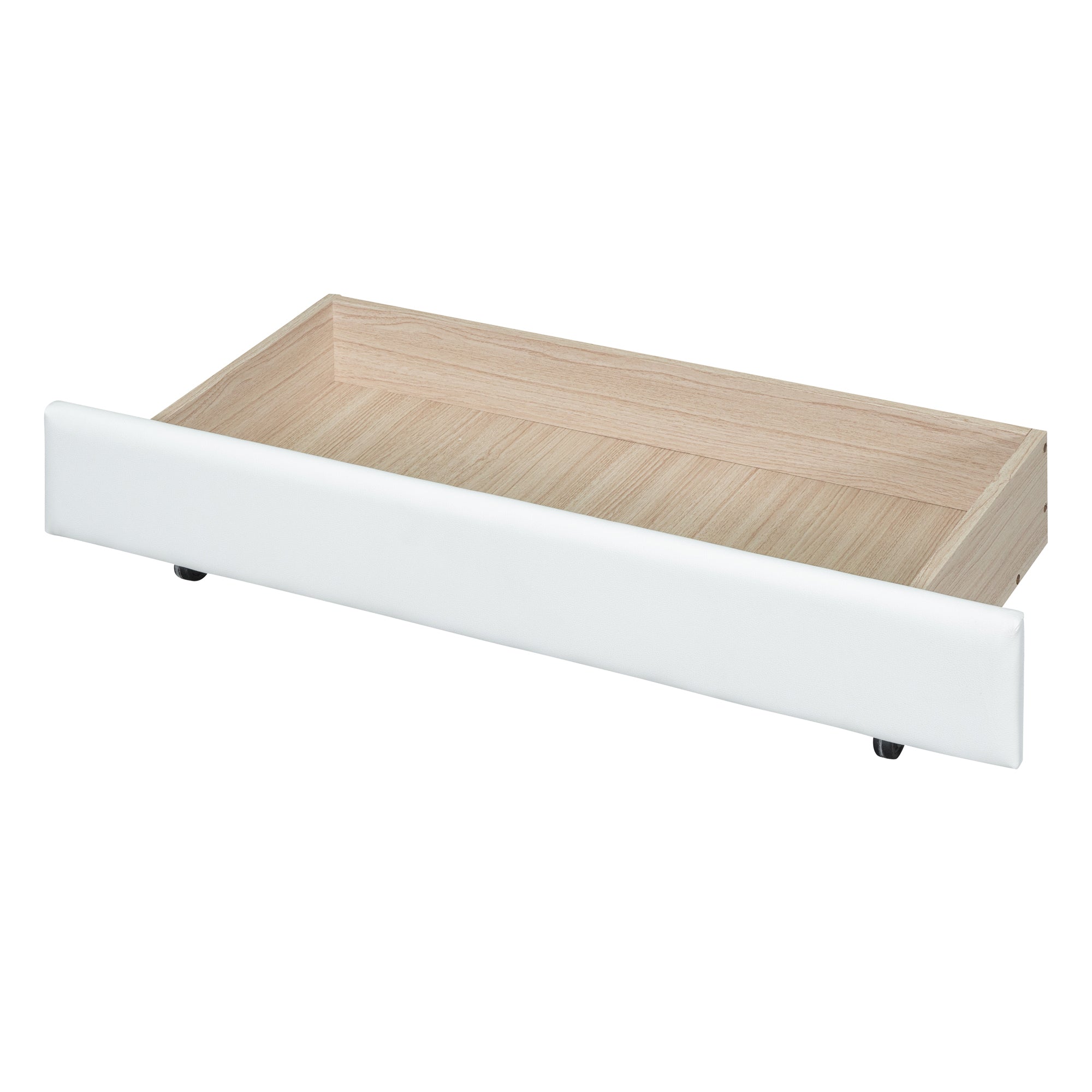 Full Size Upholstered Leather Platform Bed with Rabbit Ornament and 4 Drawers, White - Atlantic Fine Furniture Melbourne FL