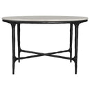 Hermas - Round Genuine Marble Top Metal Coffee Table - White