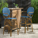 Outdoor Wicker And Aluminum French Barstools (Set of 2)