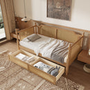 Traditional Style Rattan Daybed, No Box Spring Needed