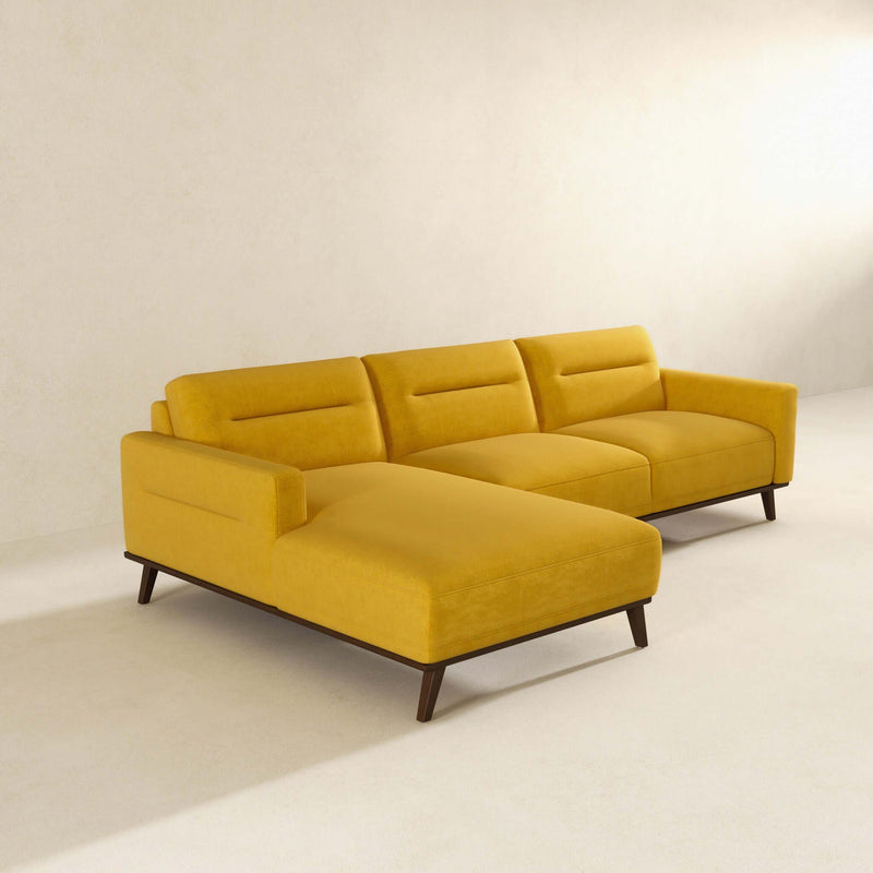 Ella - L Shaped Linen Left Sectional Couch - Yellow