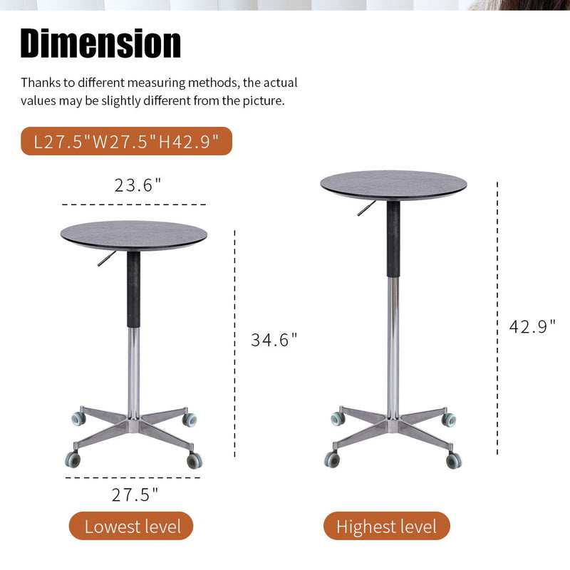 Movable Adjustable Bar Table Pub Table 360 Swivel Counter Bar Height Aluminum Star Base Movable For Stand Desk Bistro Table Dining Room Home Kitchen Table