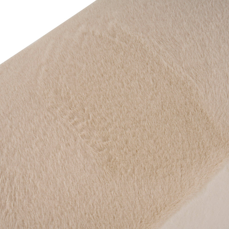 Long Plush Ottoman, Simple Footstool And Seat For Home Use - Almond