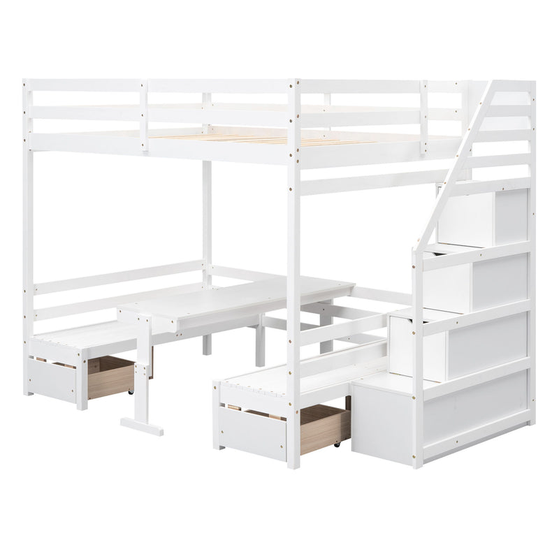 Bunk With Staircase, The Down Bed Can Be Convertible To Seats And Table Set