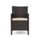 Outdoor Rattan Dining Chair With Straight Legs And Sloped Arms