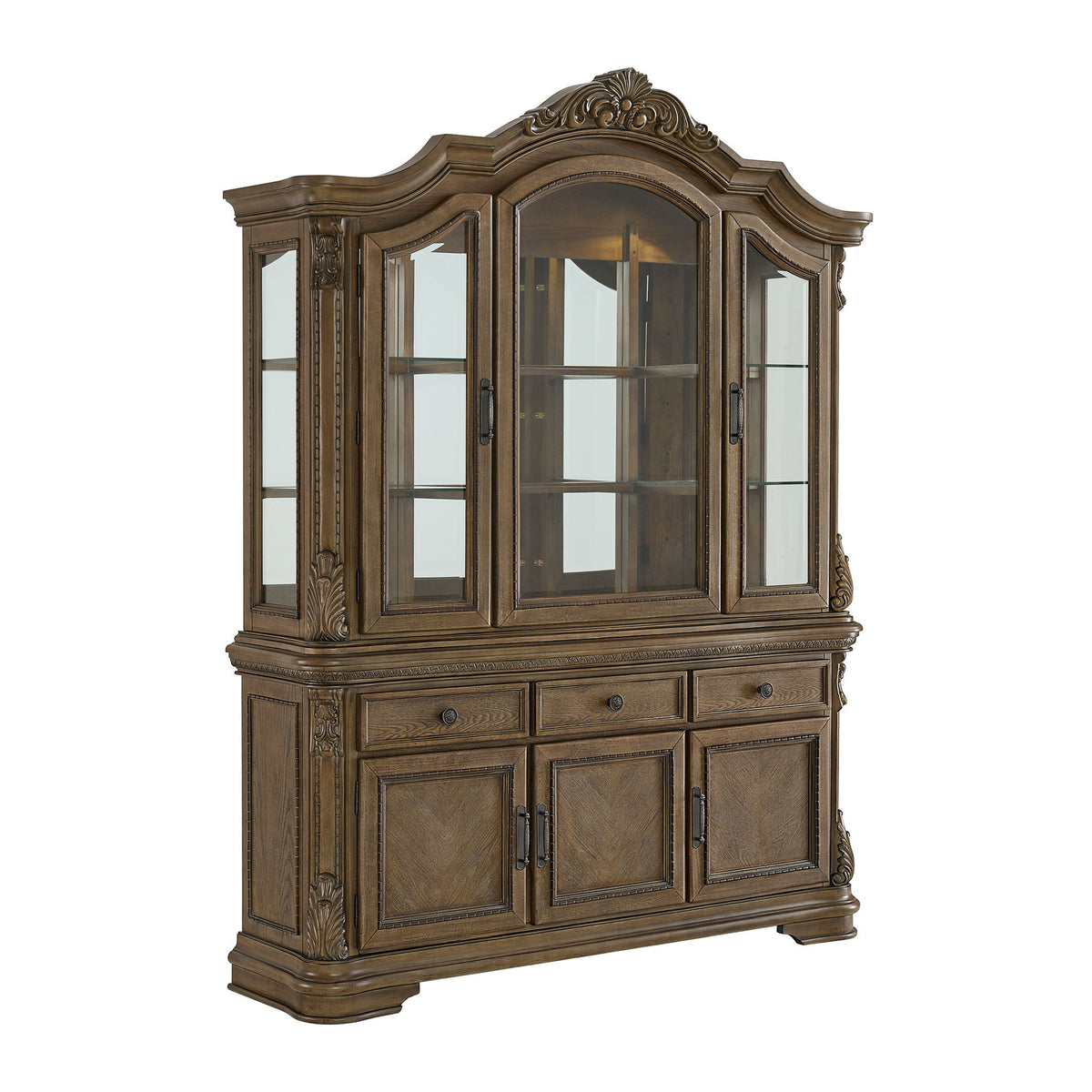 Madison Park Server & Hutch With Led in Walnut by Elements International