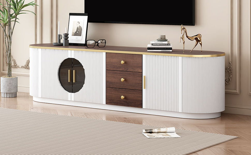 Modern Minimalist TV Stand For TVs Up To 80" With 3 Drawers And 1 Shelf