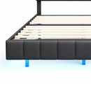 Queen Size Floating Bed Frame with LED Lights and USB Charging,Modern Upholstered Platform LED Bed Frame,Black