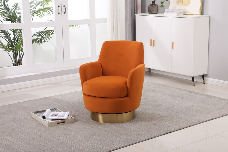 Swivel Barrel Chair, Swivel Accent Chairs Armchair For Living Room, Reading Chairs For Bedroom Comfy, Round Barrel Chairs With Gold Stainless Steel Base