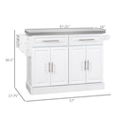 Homcom - Rolling Kitchen Island With Storage, Portable Kitchen Cart With Stainless Steel Top, 2 Drawers, Spice, Knife And Towel Rack And Cabinets
