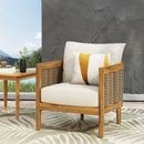 Outdoor Acacia Wood Club Chairs With Cushions