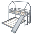House Bunk Bed With Slide And Built In Ladder