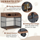 Heavy Duty Dog Crate Furniture For Medium Dog With Lockable Wheels, Wooden Dog Crate Dog Kennel, End Table Crate With Double Layer Storage