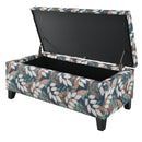 Charming Floral Storage Ottoman With Upholstered Fabric