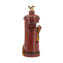Red Fire Hydrant Water Fountain With Dog And Bird Accents, Outdoor Fountian With Light And Pump - Red / Light Brown