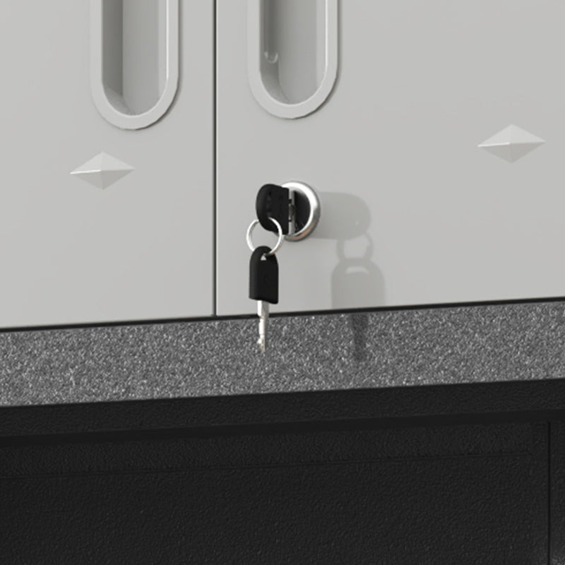 Metal Wall Mounted Tool Storage Cabinet With Locking Door, 1 Shelf & 1 Drawer