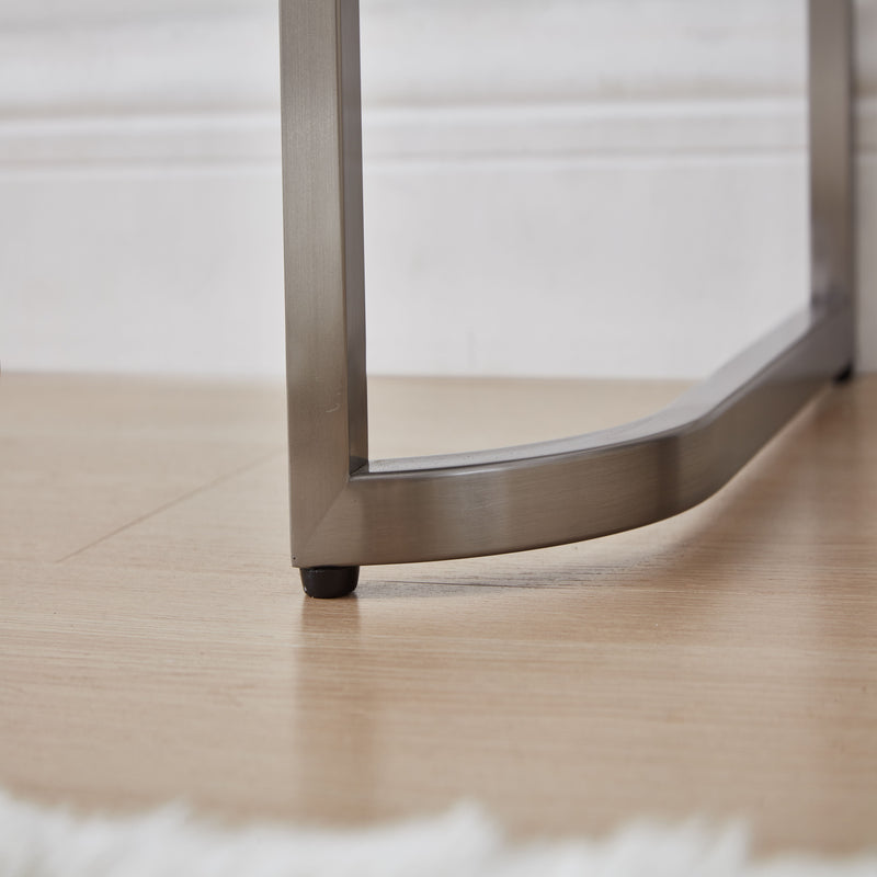 Mirrored Makeup Vanity Table With Stainless Steel Base And 2 Drawers