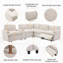 Power Recliner Corner Sofa Home Theater Reclining Sofa Sectional Couches With Storage Box, Cup Holders, USB Ports And Power Socket For Living Room
