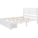 Full Size Platform Bed with Drawers, White