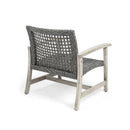 Outdoor Club Chair With Rattan Cover And Acacia Wood Frame - Gray