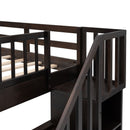 Stairway Bunk Bed With Storage And Guard Rail For Bedroom
