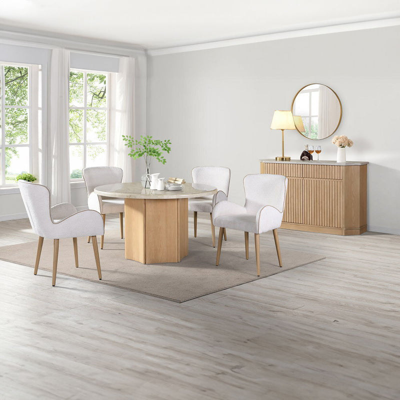 Qwin - Server With Marble Top - Marble Top & Oak