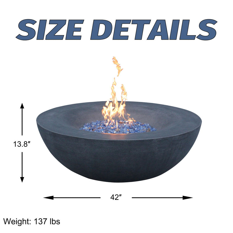 Outdoor Concrete Propane Gas Fire Pit Bowl