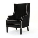 Elegant Velvet Club Chair With Tonal Piping