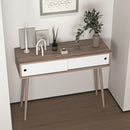 Rustic Entryway Console Table With Sliding White Doors And Wood Legs - Natural